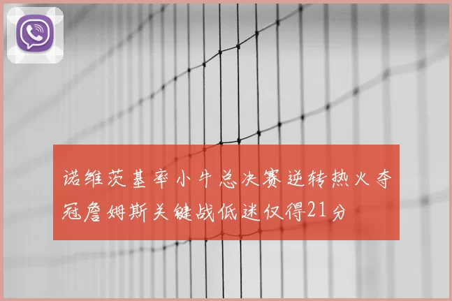 诺维茨基率小牛总决赛逆转热火夺冠詹姆斯关键战低迷仅得21分